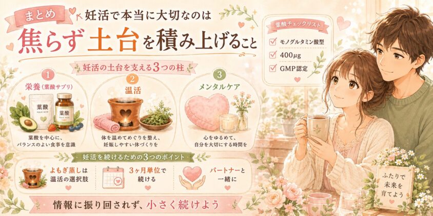 まとめ｜妊活で本当に大切なのは「焦らず土台を積み上げる」こと