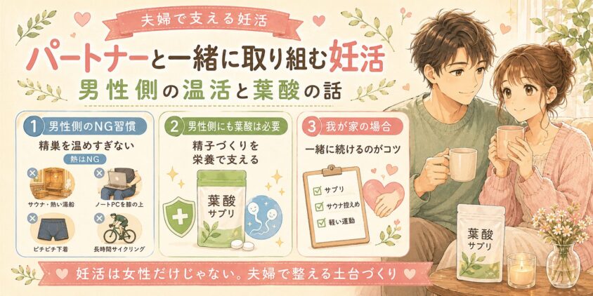 パートナーと一緒に取り組む妊活｜男性側の温活と葉酸の話