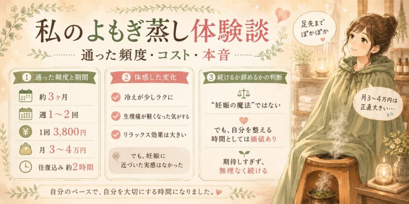私のよもぎ蒸し体験談｜通った頻度・コスト・本音