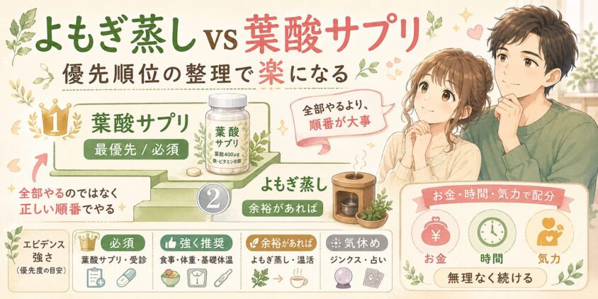よもぎ蒸し vs 葉酸サプリ――優先順位の整理で楽になる