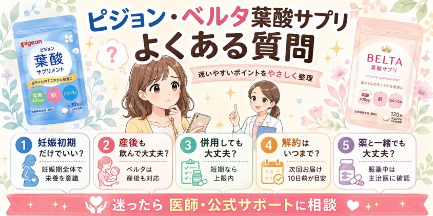 ピジョン葉酸サプリ・ベルタ葉酸サプリに関するよくある質問