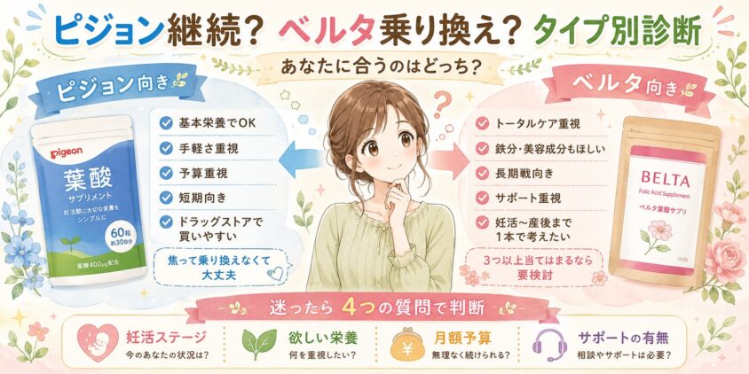 あなたはピジョン継続?それともベルタ乗り換え?タイプ別診断