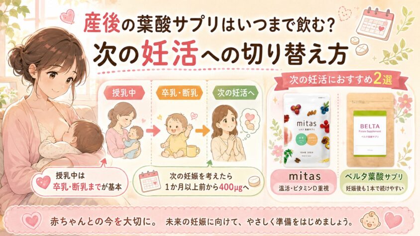 産後の葉酸サプリはいつまで飲む?次の妊活への切り替え方