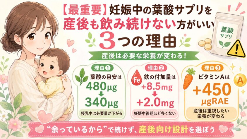 【最重要】妊娠中の葉酸サプリを産後も飲み続けない方がいい3つの理由