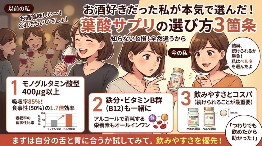 妊活中の葉酸サプリの選び方〜お酒好きだった私が重視した3つのポイント