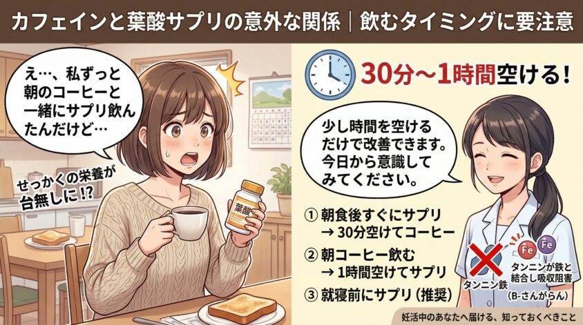 カフェインと葉酸サプリの意外な関係｜飲むタイミングに要注意