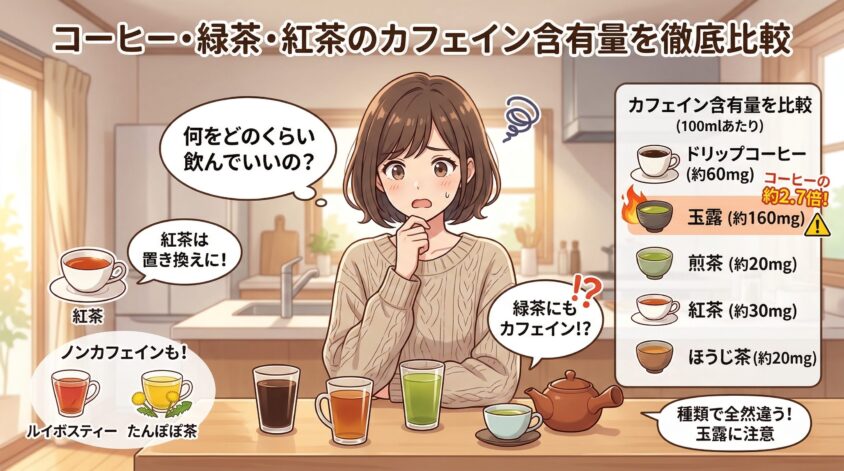 【妊活中の方へ】コーヒー・緑茶・紅茶のカフェイン含有量を徹底比較