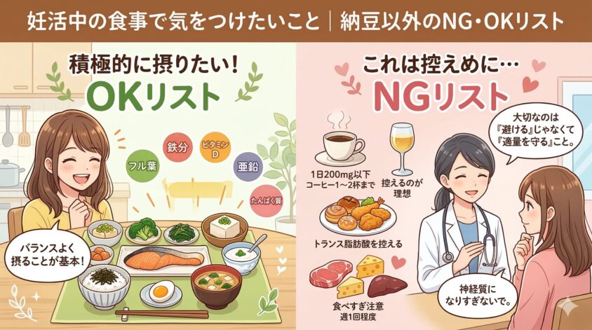 妊活中の食事で気をつけたいこと｜納豆以外のNG・OKリスト