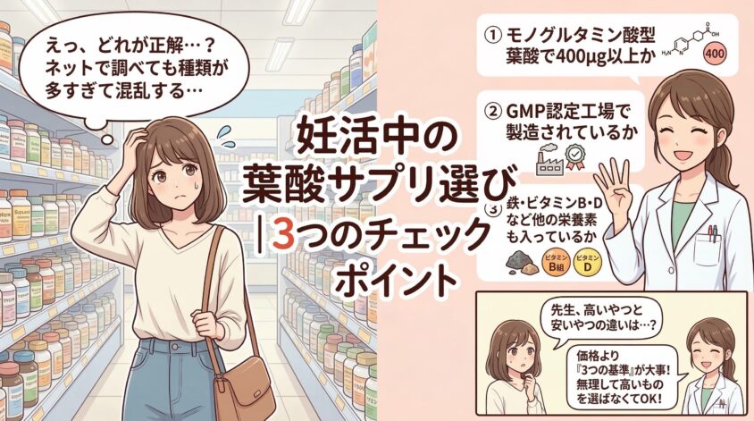 妊活中の葉酸サプリの選び方｜3つのチェックポイント