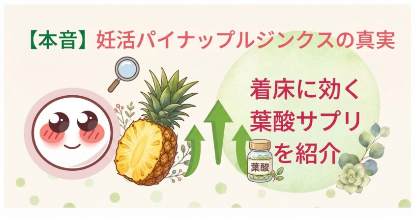 【本音】妊活パイナップルジンクスの真実と着床に効く葉酸サプリを紹介
