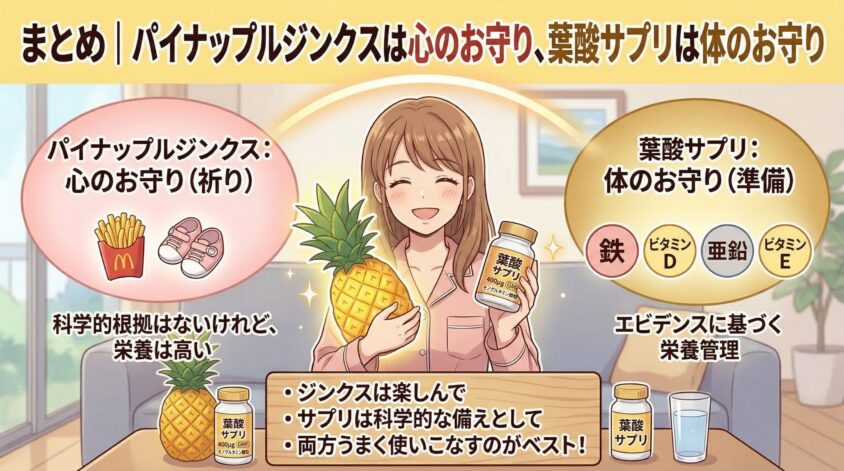まとめ｜パイナップルジンクスは心のお守り、葉酸サプリは体のお守り