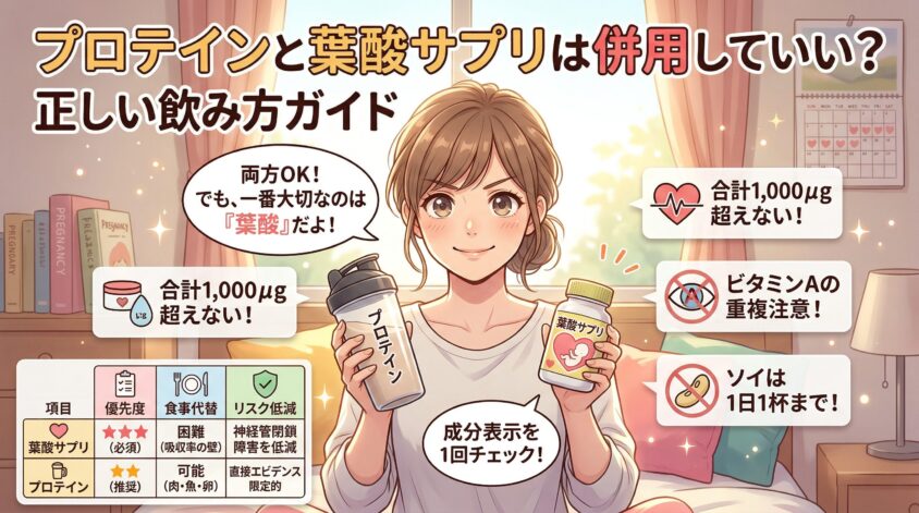 プロテインと葉酸サプリは併用していい？正しい飲み方ガイド