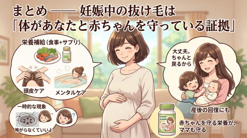 まとめ ── 妊娠中の抜け毛は「体があなたと赤ちゃんを守っている証拠」