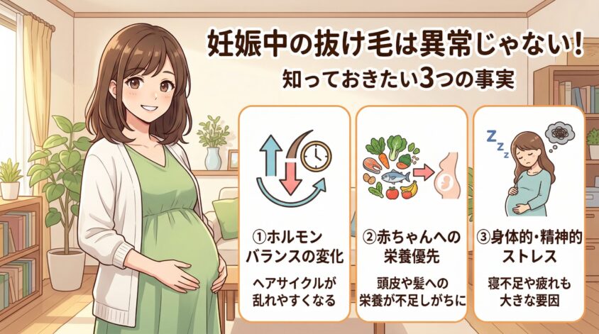 【原因】妊娠中に髪の毛が抜けるのは「異常」じゃない ── まず知っておきたい3つの事実