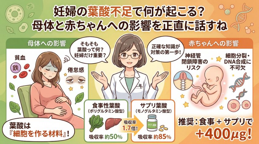 妊婦の葉酸不足でどうなる？母体と赤ちゃんへの影響を正直に話すね