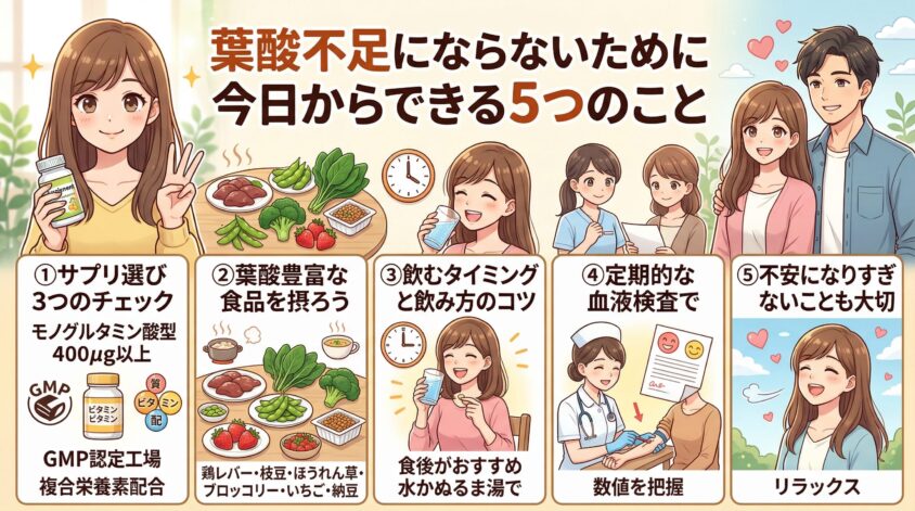 葉酸不足にならないために今日からできる5つのこと