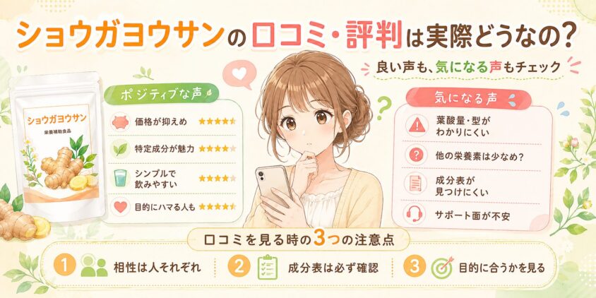 ショウガヨウサンの口コミ・評判は実際どうなの?